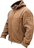 TACVASEN Herren Fleecejacke Military Outdoor Winddichte Jacke mit Kapuze- Gr. XL, S