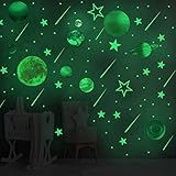 Wandtattoo Kinderzimmer Jungen Leuchtsticker, Weltraum Fluoreszierend Wandaufkleber Jungenzimmer, Abstrakt Planet Sterne Wandsticker für Kinder Jungen Mädchen Schlafzimmer Babyzimmer Wanddek