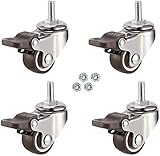 QNMD Möbelrollen 2 Zoll 50Mm Universal-Schwenken Lenkrollen Mit Bremse Leise Ersatz Gummirollen Zum Tabelle Wagen Werkbank Garage 4 Stück -160 Kg (Color : 4 with Brake, Size : M8x20mm)