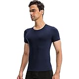 T-Shirt Herren Slim Fit Einfarbig Rundhals Basic Shirt Herren Fitness Workout Sport Laufshirt Komfortabel Atmungsaktiv Leicht Schnelltrocknend Sportshirt H