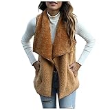 Damen Weste Stehkragen Ärmellos Plüschweste Bequem Cardigan Jacke Warm Fleeceweste Outdoor Leichte Mantel Mit Taschen Weicher Dufflecoat Winter Mode Winterjacke Sportweste Übergangsjacke Steppw