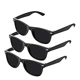 Nerd Sonnenbrille im Klassiker Stil Retro Vintage Unisex Brille - Boolavard TM, 3er pack Schw