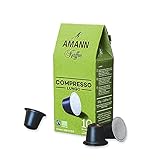 AMANN Kaffee Compresso kompostierbare Lungo Kapseln l Nespresso®* kompatibel | Bio und Fair Trade Kaffeekapseln I Leicht würzig, milchschokoladig mit leichten Fruchtnoten I Stärke 2 (10 Kapseln)