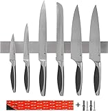 Yaasier Magnetleiste Messer - Magnetleiste Edelstahl 40cm Magnet Messer Halterung Küchen Magnetleiste Wandbehang Messerschutz Zwei Möglichkeiten zum Selbstkleben und B