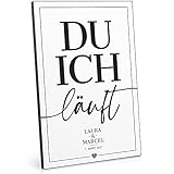 ARTFAVES® Holzbild - Du Ich läuft - für Paare/personalisiert, individuell, persönlich/Geschenk zur Hochzeit, Jahrestag, Kennenlerntag, Verlobung, Heirat, Hochzeitstag, Trauung