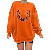 MDenker Neue Halloween Sweatshirt Damen Casual Rundhals Lose Sweatshirt Spaß Muster Gedruckt Langarm Jacke EIN Geschenk für F