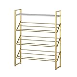 jiji schuhregal 4- stufel Eisen Schuh Rack Platz sparen Haushalt Wohnzimmer Tür Schuhablage Geeignet for Stiefel High Heels Hausschuhe Schuh Lagerung Schuh Ständer (Color : Gold)