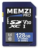 Memzi Pro SDXC-Speicherkarte für Sony Cyber-Shot DSC-HX90/HX90V/HX60, DSC-HX400/H400/H300 Digitalkameras, 128 GB, High Speed Class 10, UHS-1 U3, 100 MB/s Lesen, 90 MB/s Schreiben, V30, 4