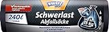 Swirl Profi Schwerlast-Abfallsäcke mit Zugband, 240 Liter, Reißfest, 3 x 5 Stück, Schw