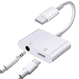 USB C Kopfhörer Adapter, 2 in 1 Typ C auf 3,5mm Klinke Audio Adapter, USB-C Aux Adapter für Pad Pro, Google Pixel, Samsung Galaxy/Note, Huawei und M