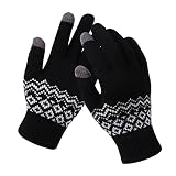 Geilisungren Handschuhe Unisex Touchscreen Handschuhe Herren Damen Winter Sporthandschuhe Outdoor Laufhandschuhe Schneeflocken Warme Winddichte Winterhandschuhe Elastisch Laufen Strick
