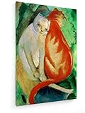 weewado Franz Marc - Katzen, rot und weiß - 1912 20x30 cm Leinwandbild auf Keilrahmen - Wandbild, Poster, Kunst, Gemälde, Foto, Bild auf Leinwand - Alte Meister/M