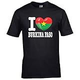 FanShirts4u Herren T-Shirt - I Love Burkina FASO - WM Trikot Liebe Herz Heart (L, Schwarz - I Love Burkina FASO)