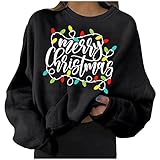 Weihnachtspullover Damen Lange ÄRmel Hoodies Pullover Mit Weihnachten Briefdruck Kapuzenjacke Taschen Weihnachtspullover Casual Langarmjacke Hochwertige Sweatshirt H