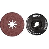 Bosch Professional 25 Stück X-LOCK Prisma Ceramic Fiberschleifscheibe R781 (für Metall, Ø 125 mm, Körnung P80, Zubehör Winkelschleifer) + Bosch Professional Stützteller mittelhart (X-LOCK, Ø125 mm)