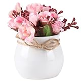 FOLOSAFENAR Künstliche Blumen, Künstliche Blumen Dekoration 5.9x3.5x3.5in mit Blauer Vase für Heimtextilien für W