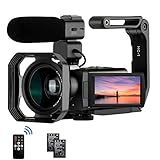 Camcorder 4K ORDRO AX65 Livestream Videokamera mit 12X optischen Zoom 3,5 Zoll IPS Bildschirm HD 1080P 60FPS 4K HD Camcorder mit Mikrofon, Weitwinkelobjektiv, H