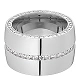 Heideman Ring Damen Ductus aus Edelstahl Silber farbend poliert Damenring für Frauen mit Stein Zirkonia Weiss im Brillant Schliff 1,5