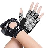 WESTWOOD FOX WFX Gewichtheber-Handschuhe für Männer und Frauen, Fitness-Handschuhe mit Handgelenkbandage, Unterstützung für Workout, Training, Fitness, Hängen, Klimmzüge, Radfahren (Medium, Schwarz)