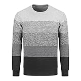KBUY Herren Strick-Pullover Rundhals Winter-Pullover Color-Block Strick-Pulli Warmer Pulli Grobstrick Herrenpullover Longsleeve Männer Strickpullover Streifen Crew Neck Sweatshirt Langarm Sw