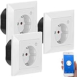 Luminea Home Control Funksteckdose mit App: WLAN-Unterputz-Steckdose mit App, für Siri, Alexa & GA, 3er Pack (Unterputzsteckdose WLAN)