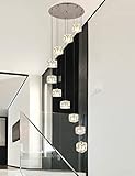 XBSXP 16 Lichter Wendeltreppe Pendelleuchte Moderne LED Deckenleuchte Wohnzimmer Pendelleuchte Würfel Glasform Kronleuchter Hängelampe Esszimmer Schlafzimmer Küche Treppe Dekoration L