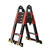 ZR- Herringbone Ladder, 3.4-8.2M Teleskopleiter Aluminium Teleskopleiter Hoch Mehrzweck Hochleistungs-Max 330 Lbs -Einfach zu lagern und einfach zu tragen (Farbe : 4.1+4.1=straight 8.2m)