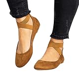 Flache Schuhe Damen Freizeitschuhe Elastizität Tanzschuhe Damenschuhe Rutschfest Sandalen mit Reißverschluss Walkingschuhe atmungsaktiv Flache Wildleder Loafers Walking S