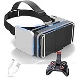 3D Brille, Virtual Reality Brille Headset Handy Augenschutz VR Brille für 3D Film und Spiele, Bluetooth Controller für iPhone 13 Pro Max/13 Pro/13/12/11, für Samsung Galaxy S21, Huawei, Xiaomi-S