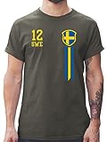 Fussball WM 2022 Fanartikel - 12. Mann Schweden Fanshirt - L - Dunkelgrau - Fußball - L190 - Tshirt Herren und Männer T-S