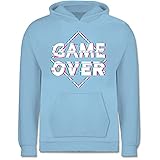 Up to Date Kind - Game Over - Glitch - weiß - 116 (5/6 Jahre) - Hellblau - Geschenk - JH001K JH001J Just Hoods Kids Hoodie - Kinder H