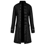 iYmitz Damen Herren Mantel Frack Jacke Gothic Gehrock Uniform Kostüm Praty Outwear (4XL, X1-Schwarz)