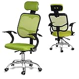 Yizc Masche Computerstuhl mit Verstellbar Kopfstütze,Swivel Aufgabe Chefsessel,Office Chair mit Lendenwirbelstütze Tilt-Funktion,Ergonomische Bürostuhl-Grün 60x50x118-128cm(24x20x46-50inch)