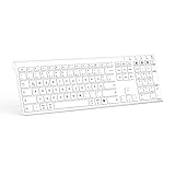 Kabellose Bluetooth Tastatur für Multi-Device, Ultradünne Bluetooth Keyboard Wiederaufladbar, Full-Size QWERTZ Funktastatur für Windows, Mac OS, iOS, Android PC, Tablet, Handy (Weiß)