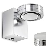 LED Wandlampe Florenz, Wandleuchte aus Metall u. Glas in Aluminium gebürstet, Wandspot 1-flammig mit Ein-/Ausschalter, 1 x 5 Watt, 400 Lumen, 3000 Kelvin, IP44 für Badezimmer geeig