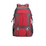 Hanpiyig Backpack, Whippersnapper wasserdicht und unverwüstlich Outdoor Sport Rucksack for Wanderungen Angeln Reisen Wanderrucksack 60L Reise-Camping-Rucksack (Color : Red)