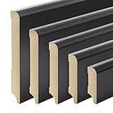 Schwarze Sockelleisten München Profil MDF Folie 60/80/100/120mm [SPARPAKET] Farbe 40mm, Größe 1 Stück / 2,3