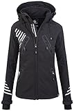 Rock Creek Damen Softshell Jacke Outdoorjacke Windbreaker Übergangs Jacke - Schwarz - 42/XL