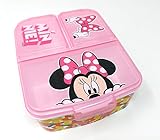 Minnie Maus Kinder Brotdose mit 3 Fächern, Kids Lunchbox,Bento Brotbox für Kinder - ideal für Schule, Kindergarten oder F