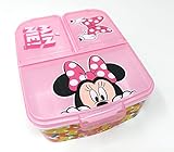 Minnie Maus Kinder Brotdose mit 3 Fächern, Kids Lunchbox,Bento Brotbox für Kinder - ideal für Schule, Kindergarten oder F