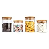 ALL EAZY HOME & KITCHEN Vorratsgläser 4er Set (2X 500ml + 2X 700ml) aus Glas mit Bambus-Deckel • Vorratsdosen Küche • BPA frei und ohne Plastik