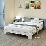 Lazyspace Holzbett Doppelbett aus Bettgestell mit Kopfteil mit Lattenrost - 200x140 cm Massivholz FSC Massivholz Doppelbett als Kiefernbett nutzb