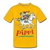 Spreadshirt Pippi Langstrumpf Ausritt Mit Annika Und Tommy Teenager Premium T-Shirt, 158-164, Sonnengelb