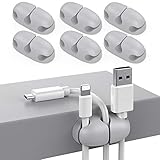 Delidigi 6 Pack Kabel Organizer Kabelclips halter Schreibtisch für USB-Kabel Draht Home Office und Auto(Grau)
