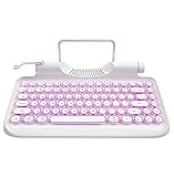 KnewKey Schreibmaschine Tastatur, Retro-Stil Kabellose Typewriter Keyboard Mit Tablet-Ständer, RGB Mechanische Tastatur kompatibel mit iOS, Windows, Android, Idee für Prog