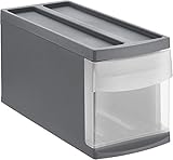 Rotho Systemix Schubladenbox 1 Schub, Kunststoff (PP) BPA-frei, anthrazit/transparent, S (39,5 x 17,0 x 20,3 cm)