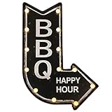 zeitzone Wandleuchte BBQ Happy Hour mit LED Beleuchtung Wegweiser Vintage Leuchtdek