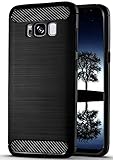 ONEFLOW® Schutzhülle im Edelstahl-Design passend für Samsung Galaxy S8 | Carbon + Gebürstete Aluminium Optik - aus TPU, Schw
