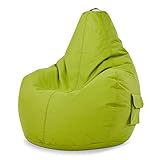 Green Bean © Cozy Beanbag, Gaming Sitzsack Sessel 80x70x90 cm, 230 Liter EPS Perlen Füllung, Indoor Gamingstuhl & Outdoor Gamer Sitzkissen, Bean Bag Lounge Chair für Kinder & Erwachsene, Grü