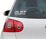 INDIGOS UG Aufkleber/Autoaufkleber - JDM - Die Cut - 45 ACP - Because Shooting Twice is Silly! Funny Die Cut Vinyl - Folie Decal/Sticker - Silber - 209mm x 76